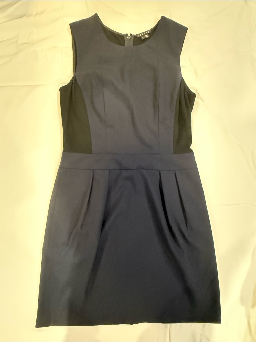 Theory Navy Sheath Dress with Black Side Panels